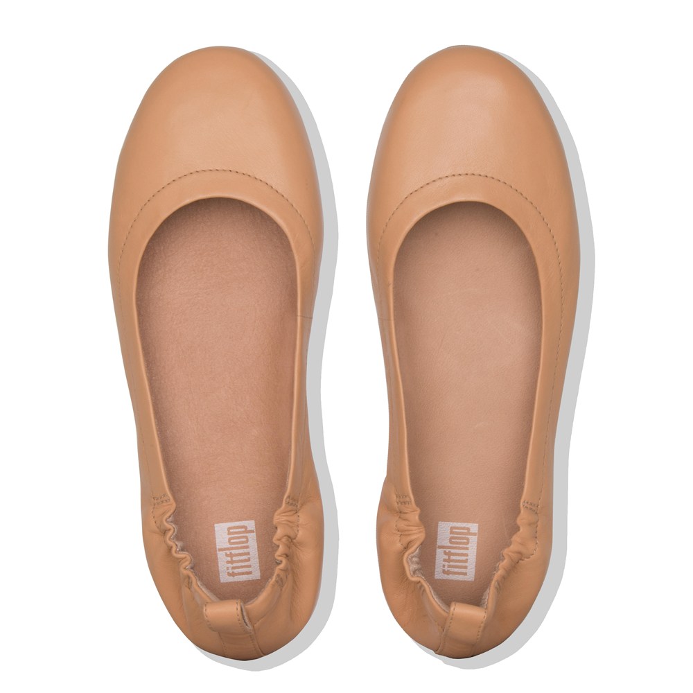 Fitflop Womens Ballet Flats Brown - Allegro Soft Leather - 64NUHPWTI